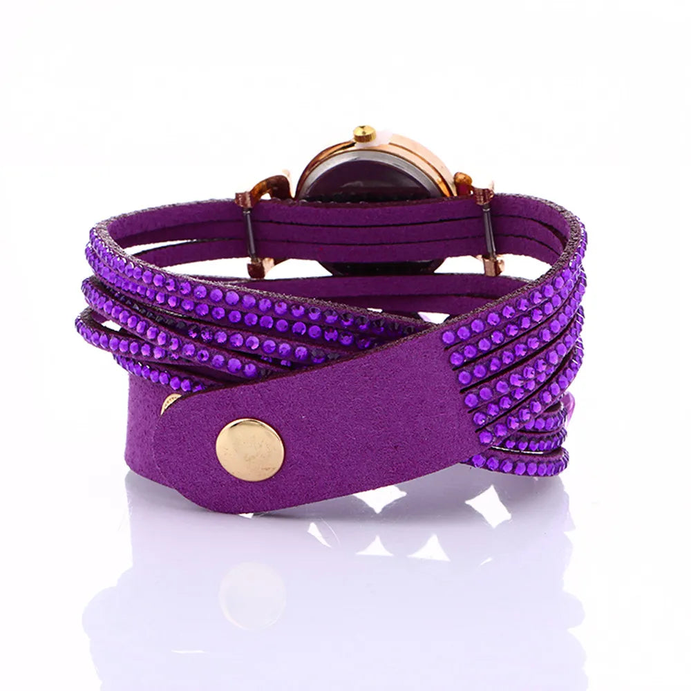 RELÓGIO FEMININO CHIMES DIAMOND DE PULSEIRA DE COURO - PULSEIRAS PARA MUHERES - CORREIA LONGA DECORATIVA AJUSTÁVEL