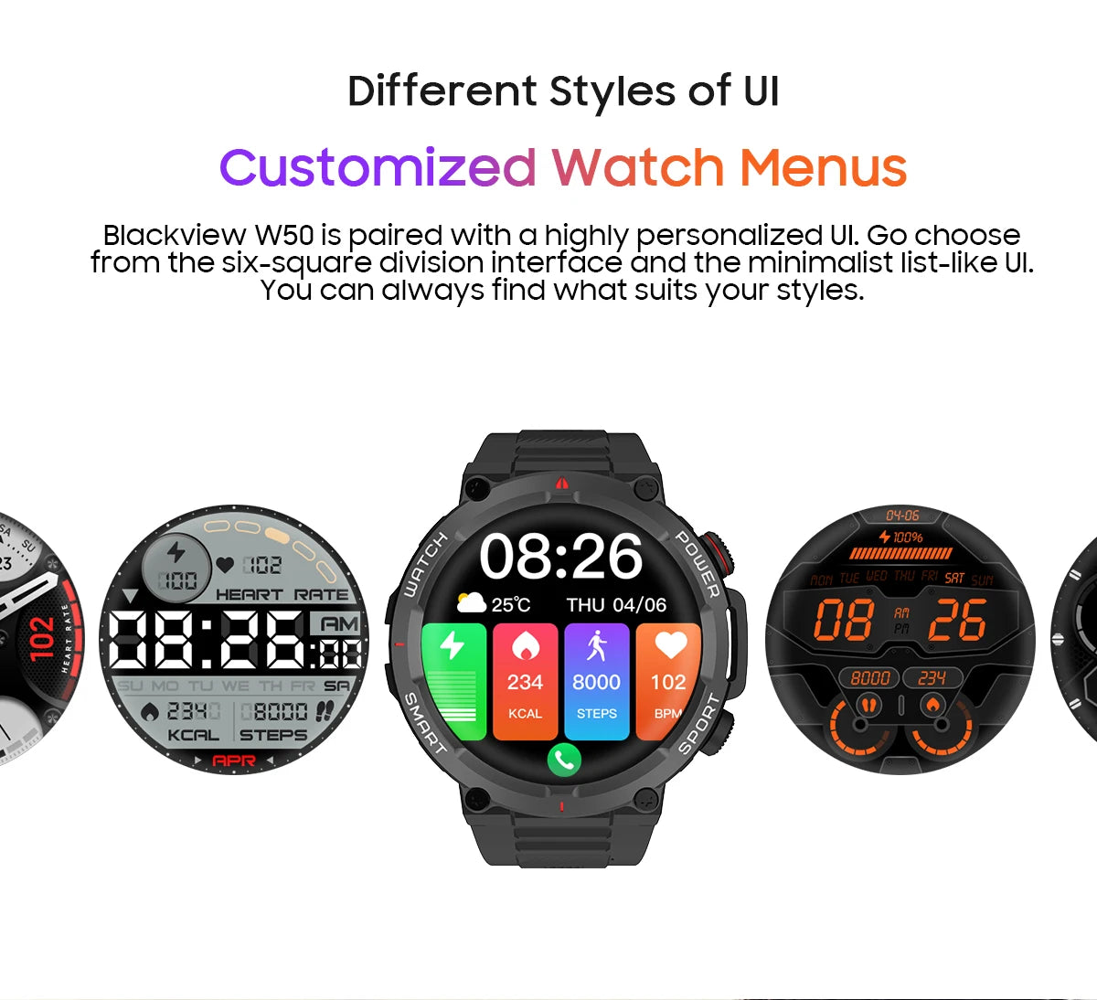 SMART WATCH – ESPORTIVO – BLACKVIEW NEW SMART WATCH W50 WATERPROOF SMART WATCH NEW VERSION MEN WOMEN HEALTH AND FITNESS TRACKING WATCH – BLUETOOTH CALLING