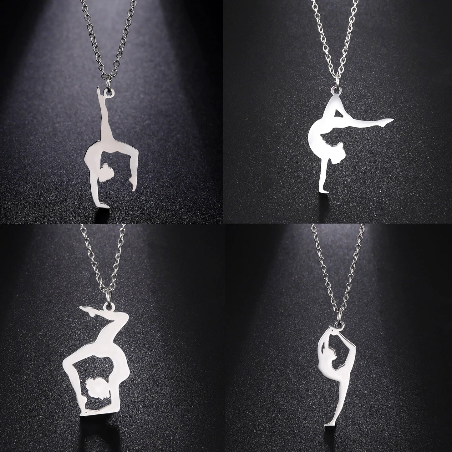 PINGENTE EM METAL - DANCER GYMNASTIC NECKLACE FOR WOMEN GIRL TEENS DAUGHTER SPORTS BALLERINA PENDANT FASHION STAINLESS STELL JEWELRY