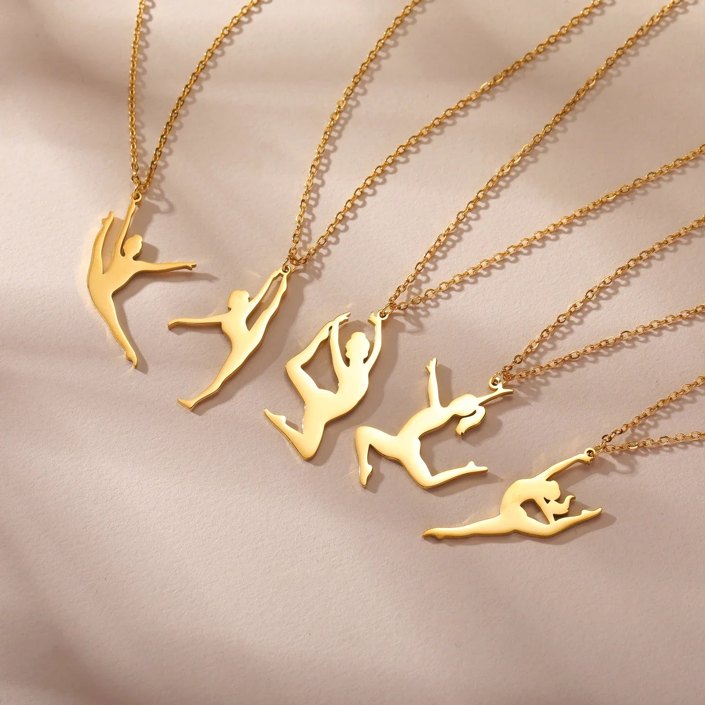 PINGENTE EM METAL - DANCER GYMNASTIC NECKLACE FOR WOMEN GIRL TEENS DAUGHTER SPORTS BALLERINA PENDANT FASHION STAINLESS STELL JEWELRY