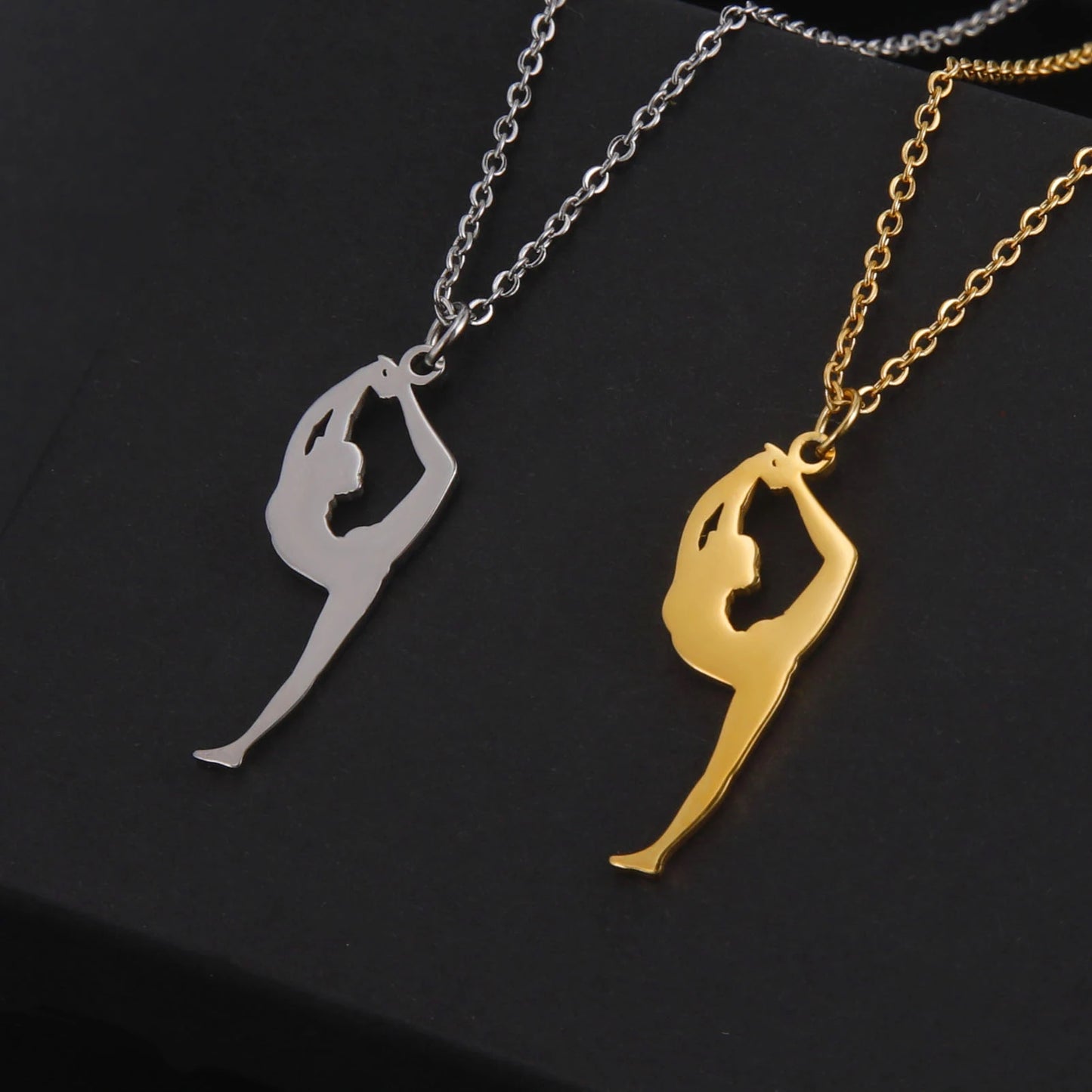 PINGENTE EM METAL - DANCER GYMNASTIC NECKLACE FOR WOMEN GIRL TEENS DAUGHTER SPORTS BALLERINA PENDANT FASHION STAINLESS STELL JEWELRY