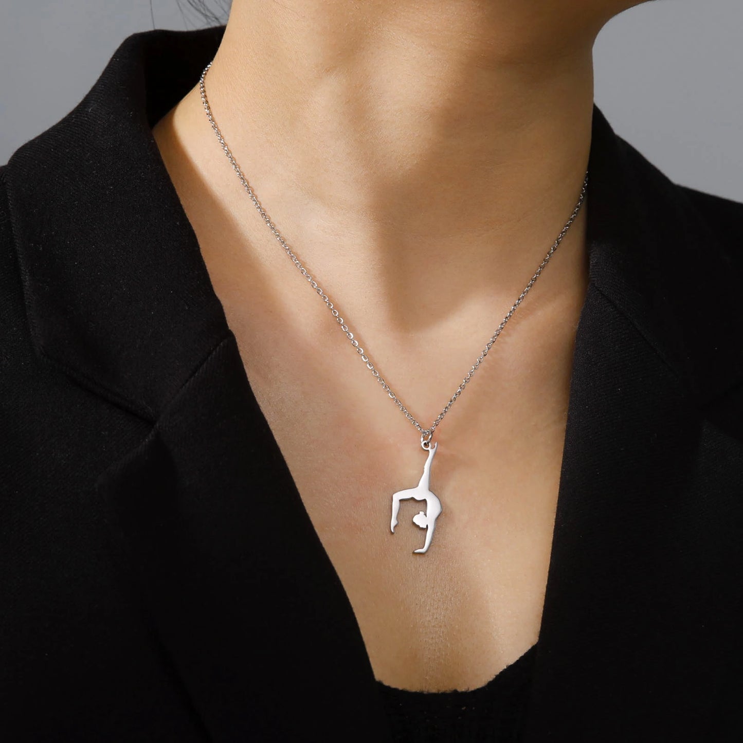 PINGENTE EM METAL - DANCER GYMNASTIC NECKLACE FOR WOMEN GIRL TEENS DAUGHTER SPORTS BALLERINA PENDANT FASHION STAINLESS STELL JEWELRY