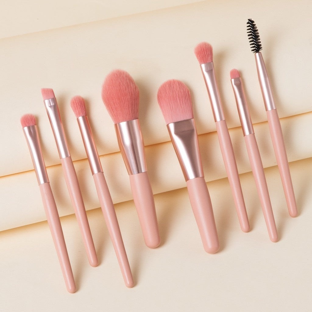 KIT DE 8 PINCÉIS DE MAQUIAGEM ROSA - PRONTA ENTREGA