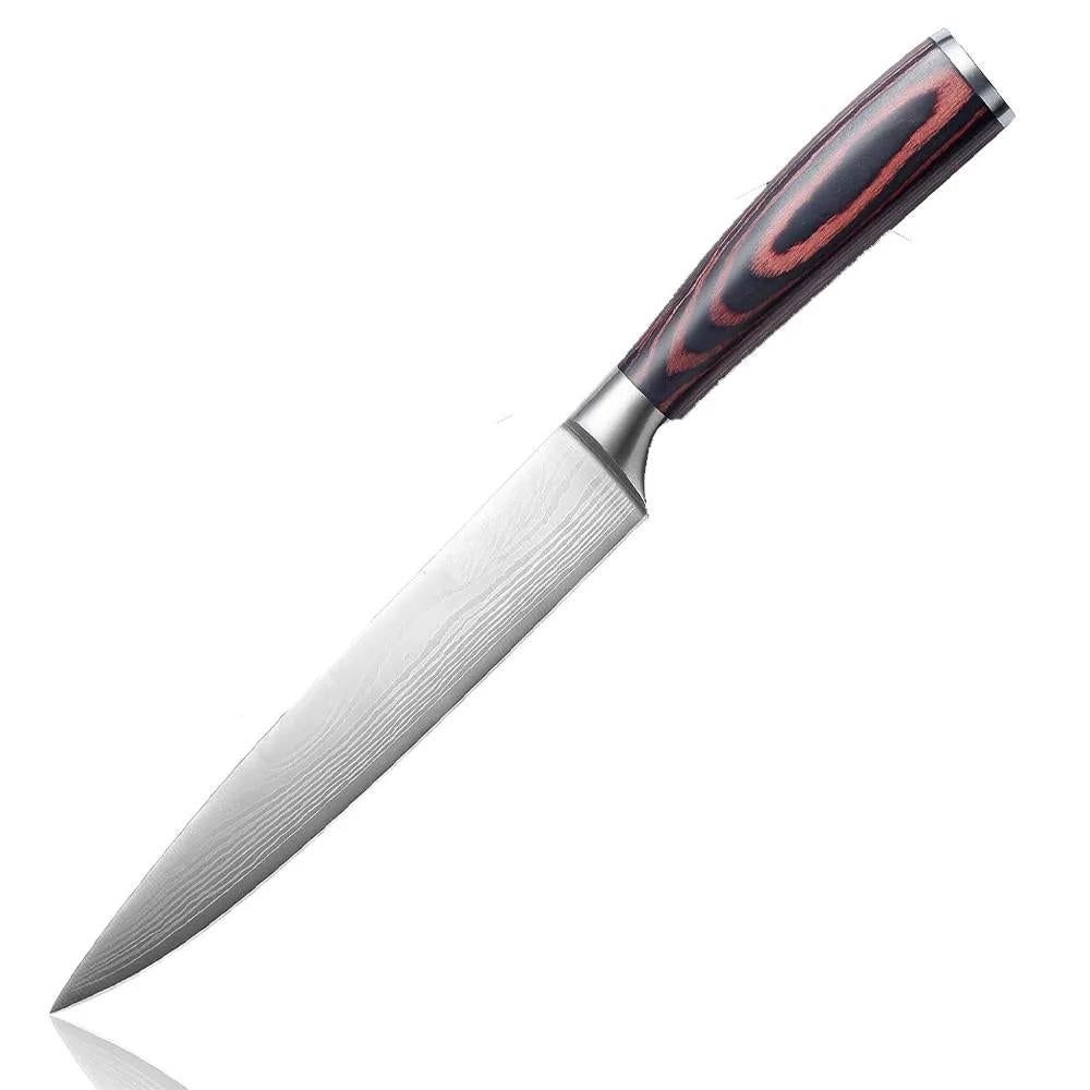 FACA CHEF DE COZINHA PADRÃO DAMASCO PARA CHURRASCO DE FULL TANG