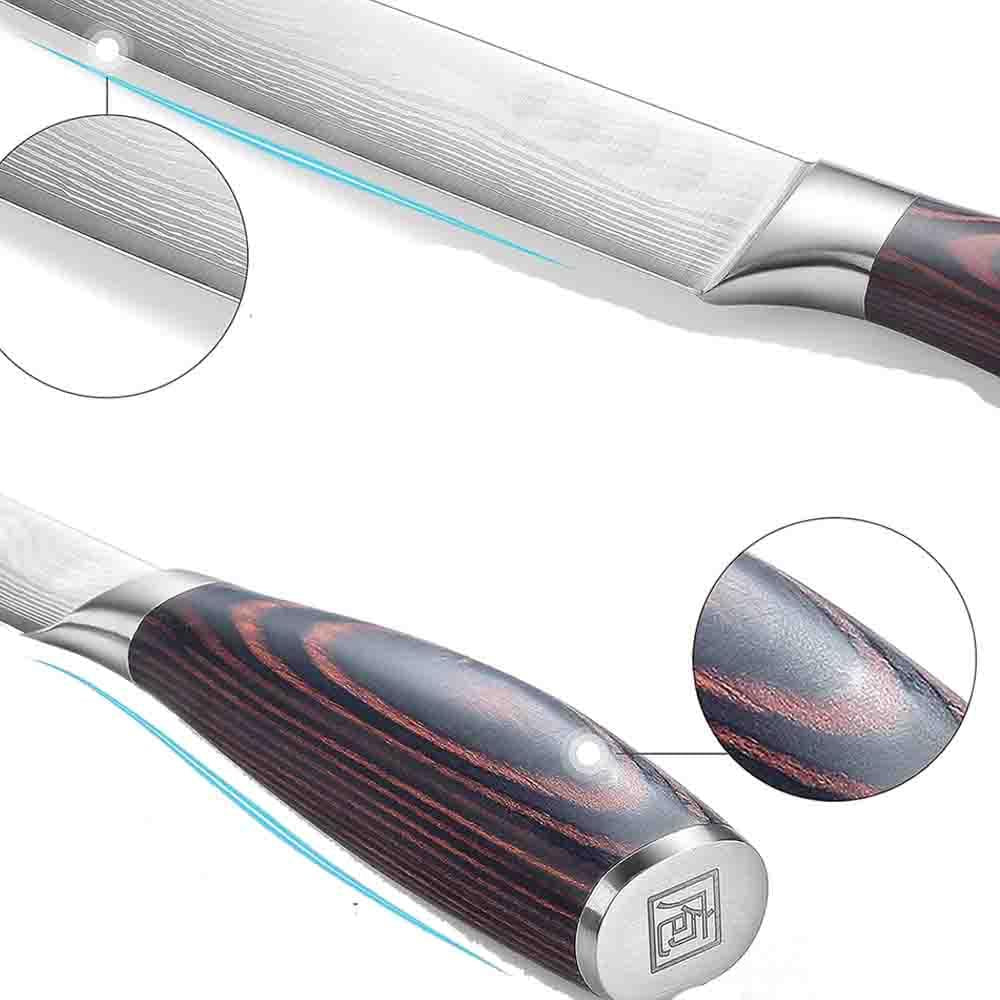 FACA CHEF DE COZINHA PADRÃO DAMASCO PARA CHURRASCO DE FULL TANG