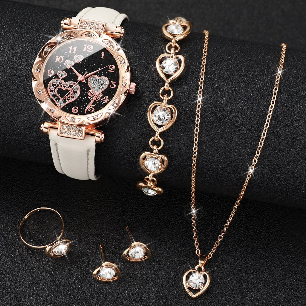 KIT RELÓGIO FEMININO DIAMANTE CORAÇÃO ESTRELADO STARRY SKY DISCAGEM DIGITAL + PULSEIRAS