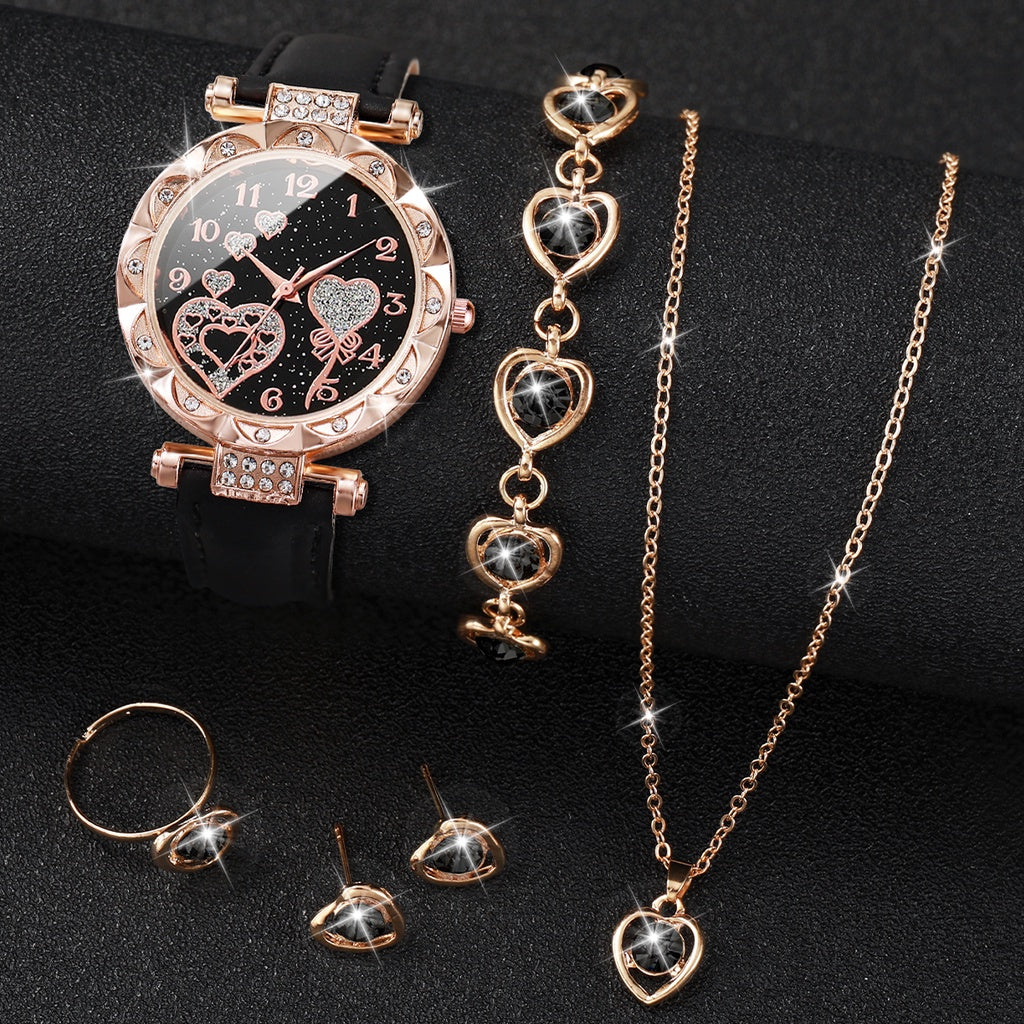 KIT RELÓGIO FEMININO DIAMANTE CORAÇÃO ESTRELADO STARRY SKY DISCAGEM DIGITAL + PULSEIRAS