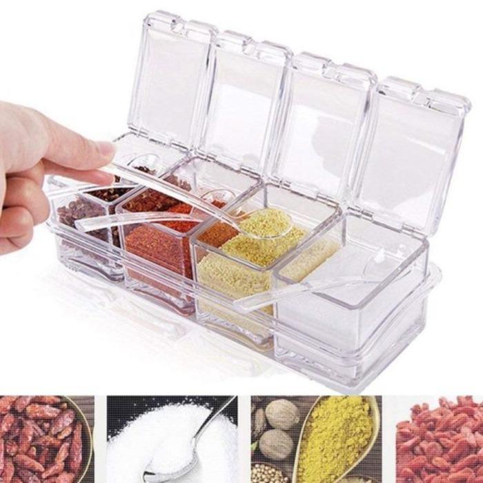 PORTA CONDIMENTOS E TEMPEROS CRYSTAL 4 POTES  Q-1540
