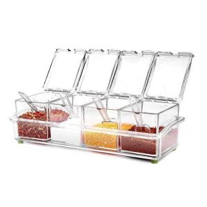 PORTA CONDIMENTOS E TEMPEROS CRYSTAL 4 POTES  Q-1540