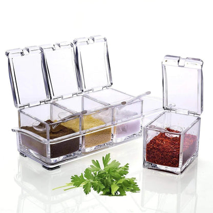 PORTA CONDIMENTOS E TEMPEROS CRYSTAL 4 POTES  Q-1540