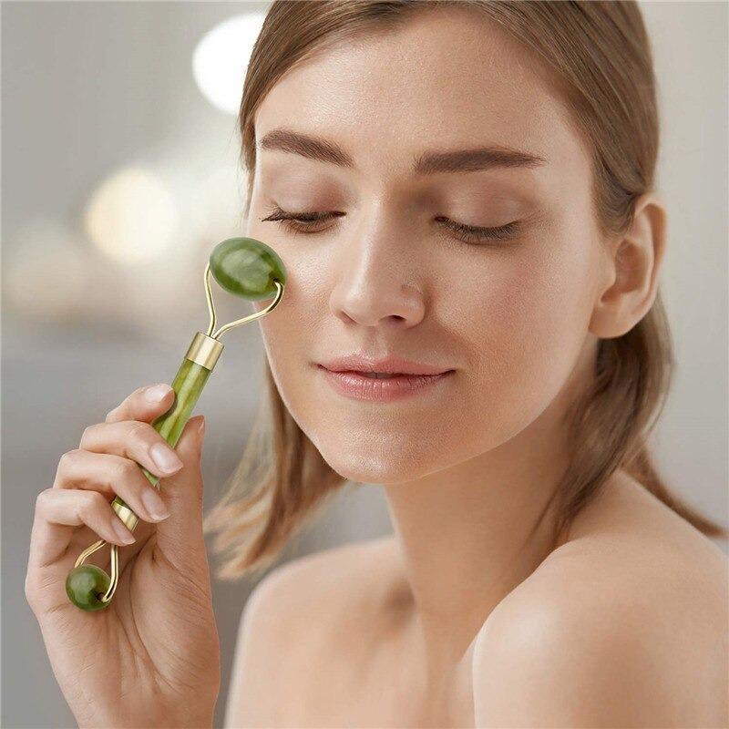 ROLO MASSAGEADOR FACIAL ESTILO PEDRAS JADE ANTI RUGAS E PRO CIRCULAÇAO