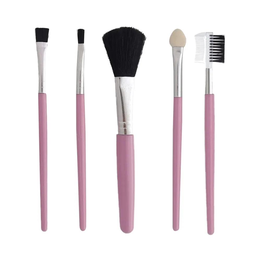 KIT COM 5 PINCÉIS PROFISSIONAIS PARA MAQUIAGEM FEMININA