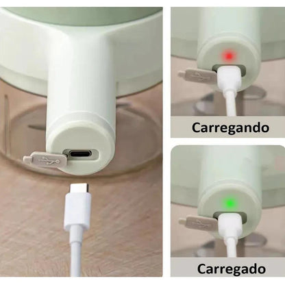 PROCESSADOR DE ALIMENTOS SEM FIO MULTIFUNCIONAL RECARREGÁVEL TRITURADOR CORTADOR FATIADOR MOEDOR ELÉTRICO DE VEGETAIS