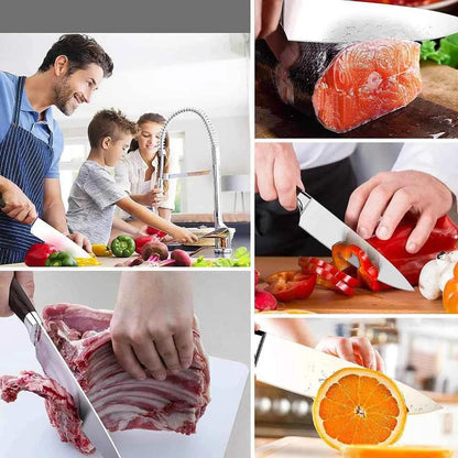 FACA DE COZINHA PADRÃO DAMASCO PARA CHURRASCO DE FULL TANG 8 POLEGADAS