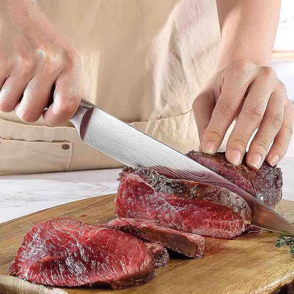 FACA CHEF DE COZINHA PADRÃO DAMASCO PARA CHURRASCO DE FULL TANG