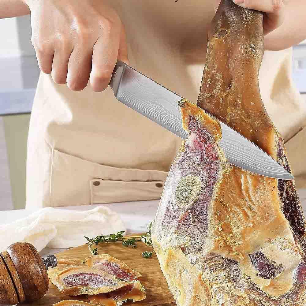 FACA CHEF DE COZINHA PADRÃO DAMASCO PARA CHURRASCO DE FULL TANG
