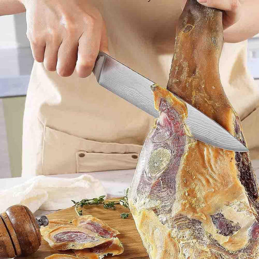 FACA CHEF DE COZINHA PADRÃO DAMASCO PARA CHURRASCO DE FULL TANG