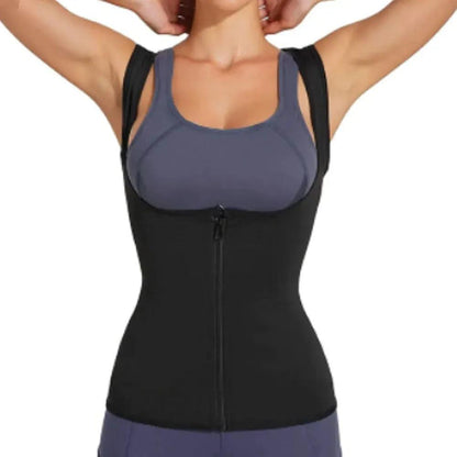 CAMISETA REGATA MODELADORA COM EFEITO SAUNA REDUTOR DE MEDIDAS COM ZÍPER P/M
