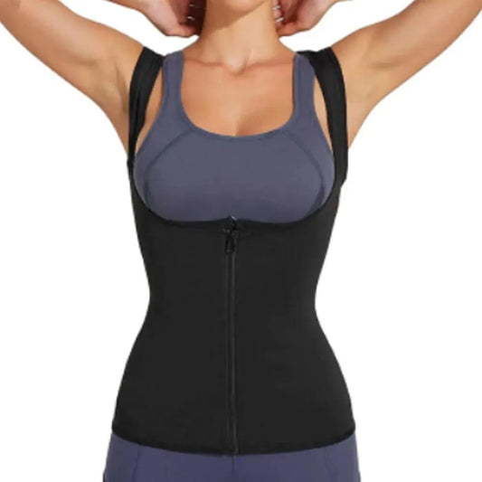 CAMISETA REGATA MODELADORA COM EFEITO SAUNA REDUTOR DE MEDIDAS COM ZÍPER P/M