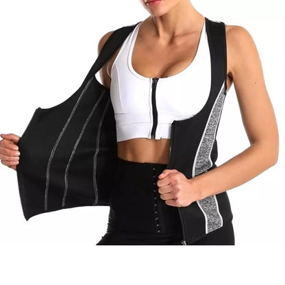 CAMISETA REGATA MODELADORA COM EFEITO SAUNA REDUTOR DE MEDIDAS COM ZÍPER M/G